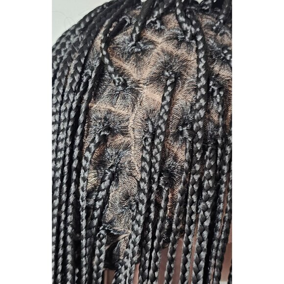 32" Box Braided Human Synthetic Blend Wig Full Double Lace Glueless Baby Hair - Picture 6 of 9